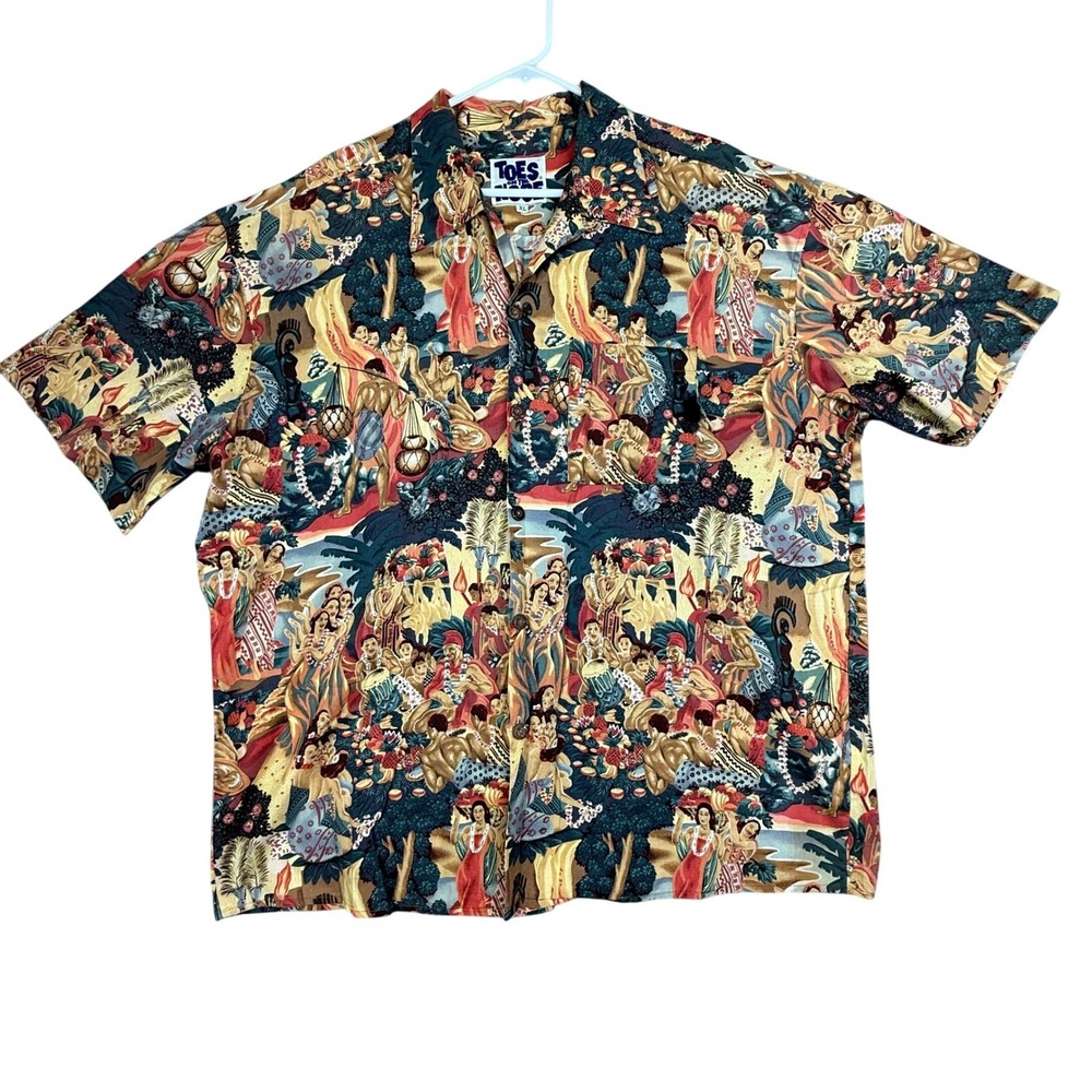 Toes on the Nose Hawaiian Shirt XL Novelty Print Beach Aloha‎ Camp Surf